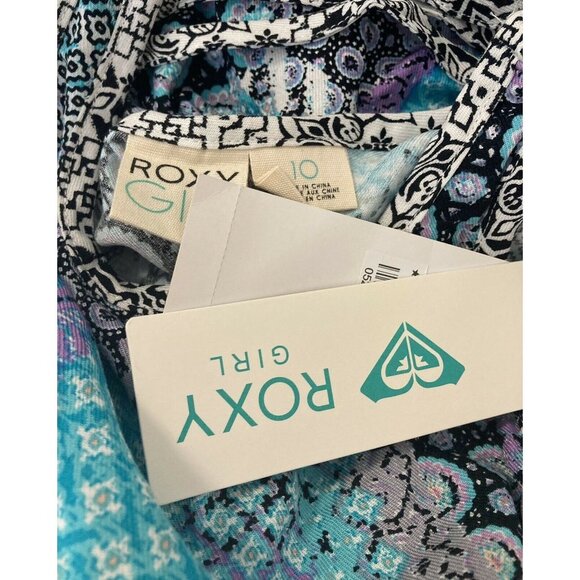 Roxy Girl Swing Tunic Dress Size 10 Blue White Geometric Sleeveless New B5 - Picture 6 of 9